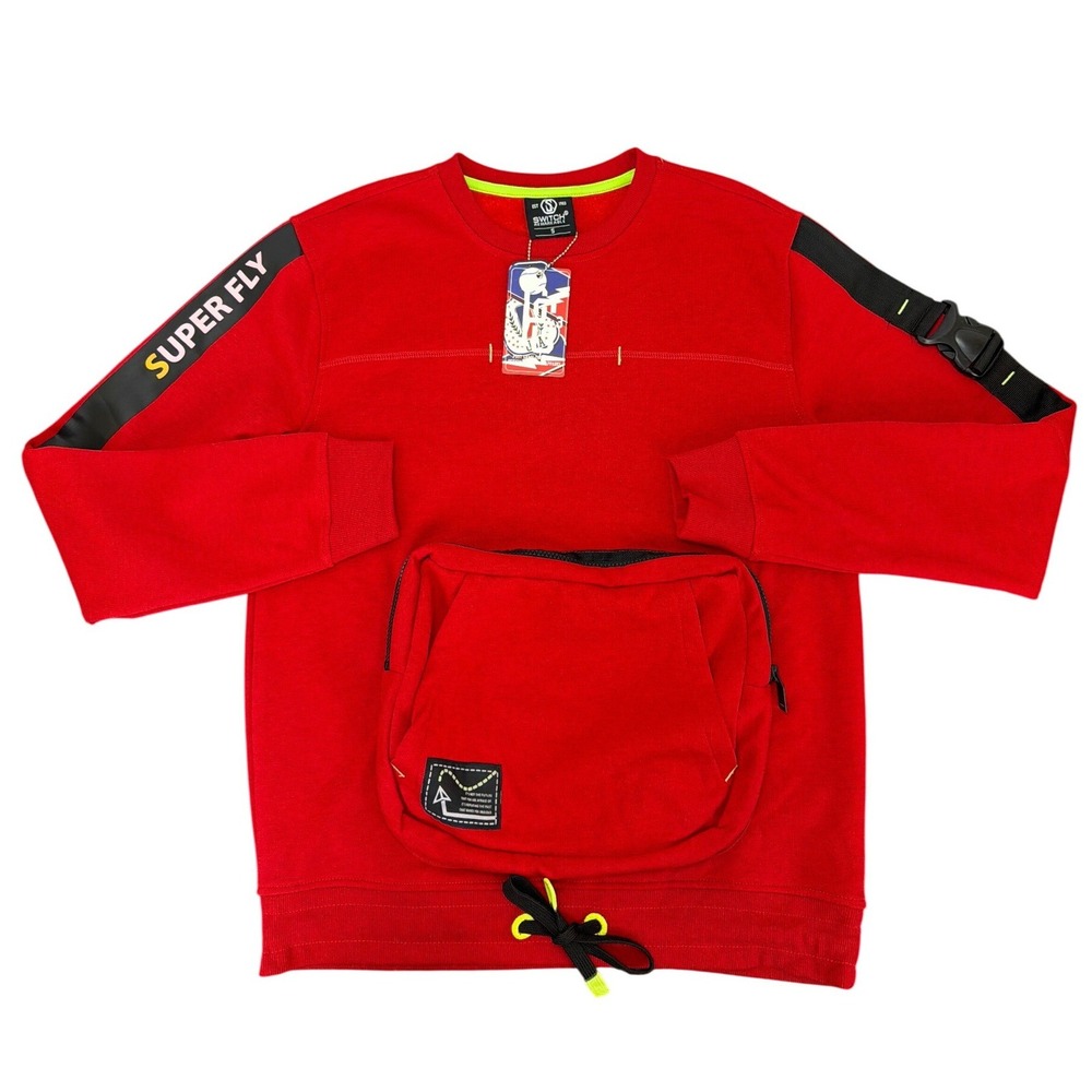 Switch Remarkable Mens Red Super Fly Utility Pocket Sweatshirt Size S NWT